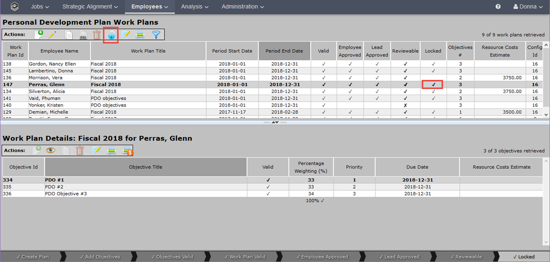 unlocking a work plan