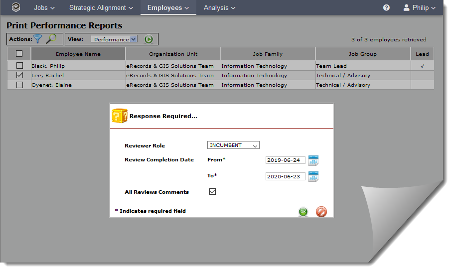 Printing Performance Reviews by Reviewer Role9