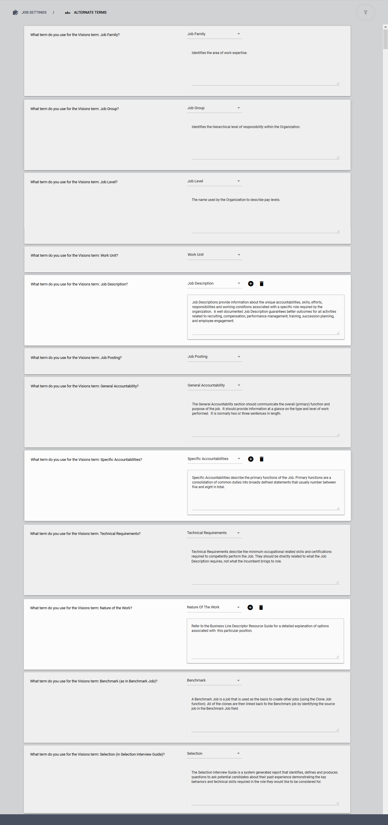 Job Settings_Alternate Terms