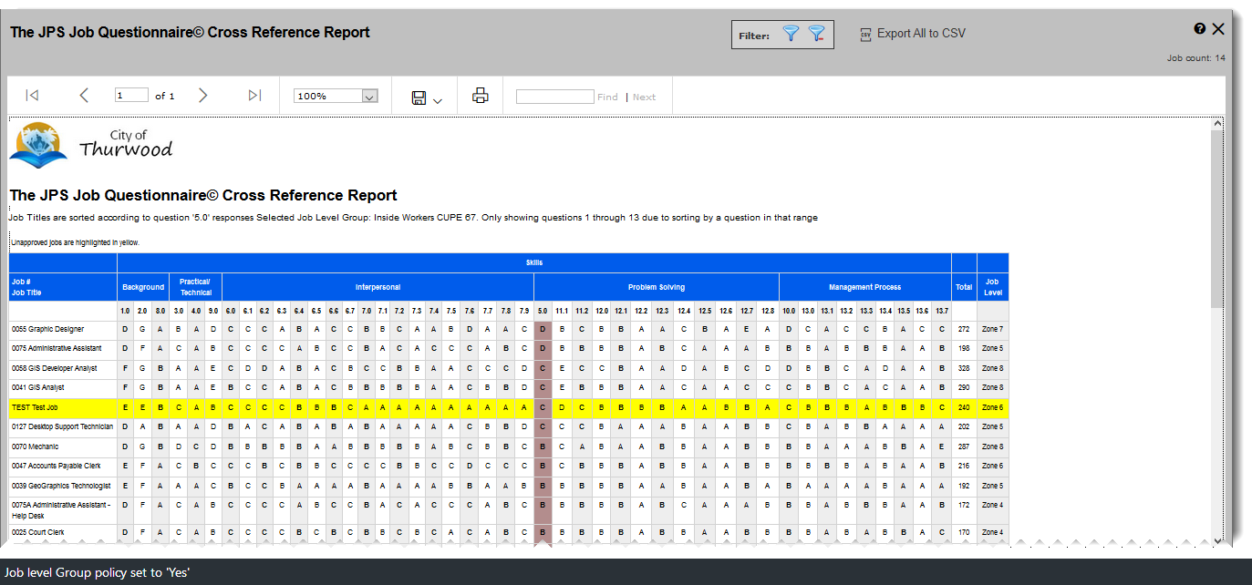 Job Questionnaire Cross Reference Report_Payband