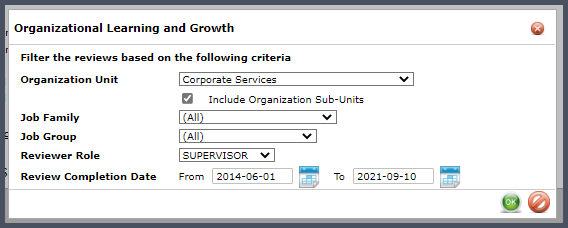 Organizational Learning and Growth filter parameters_dashboard