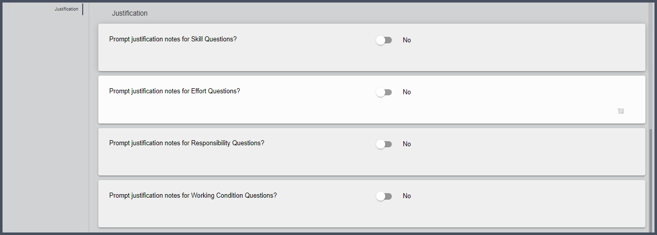 Job Settings_Job Evaluation Questionnaire_Justifications