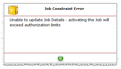 Job Constraint message