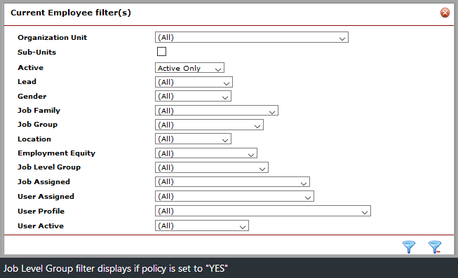 current employee filters_pay band group