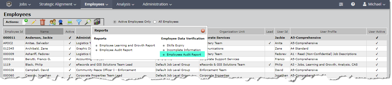 Employees Audit Report Date Range