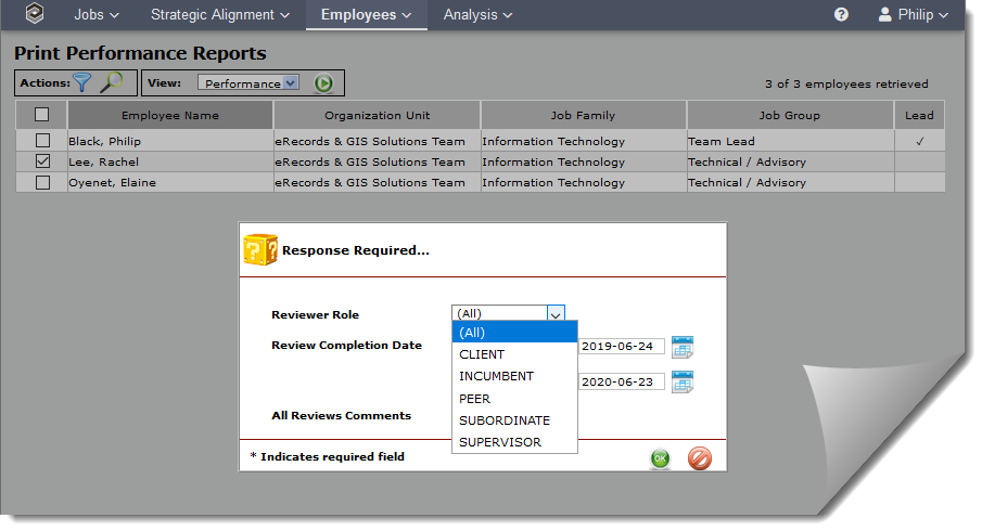 Printing Performance Reviews by Reviewer Role5