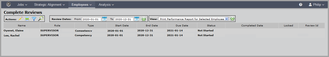 Printing Performance Reviews by Reviewer Role2