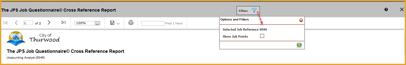 Job Questionnaire Cross Reference Report