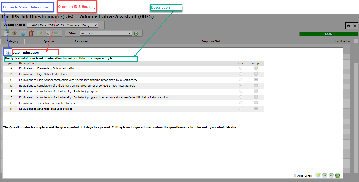 job questionnaire_ customize job evaluation option