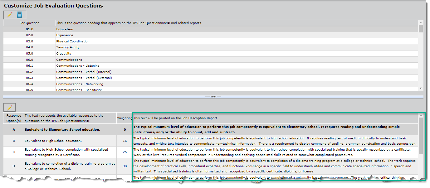 customize job questionnaire_edit_drescription text