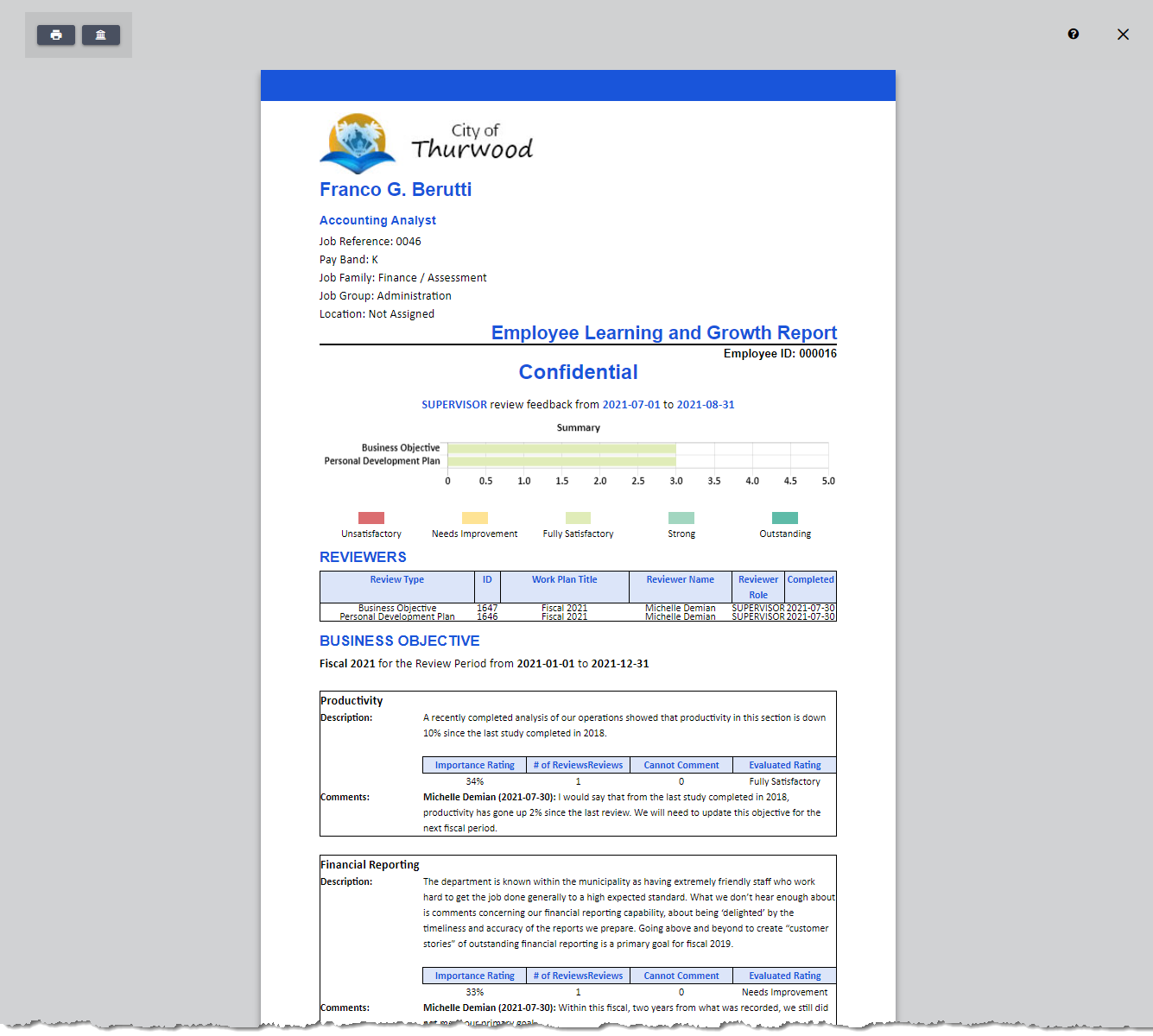 Printed Performance report- WP only